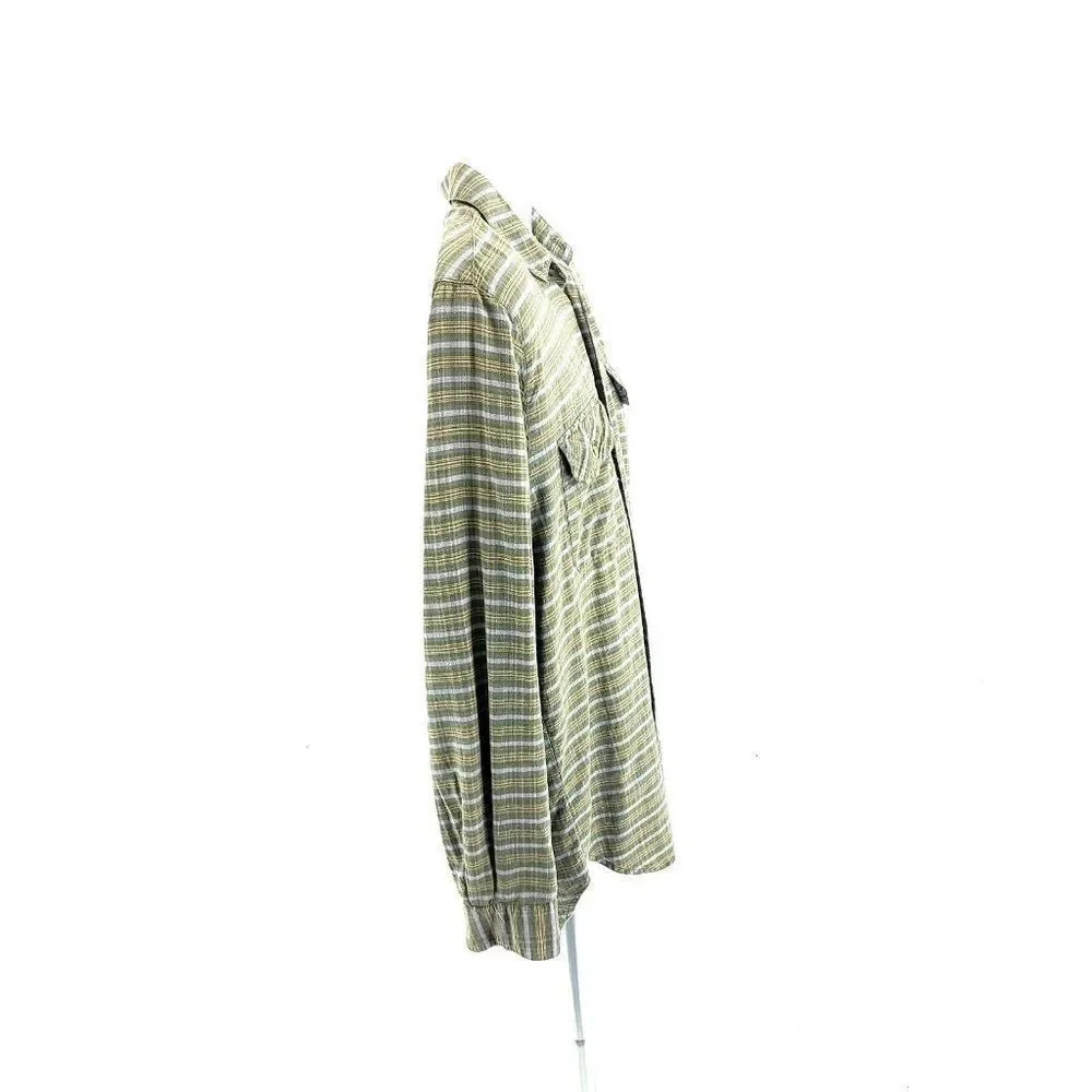 Banana Republic Green Plaid Medium Cotton Pocket Front Collared‎ Dress Shirt